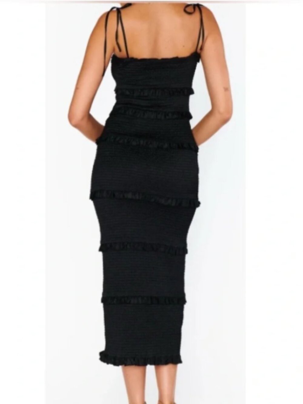 NWT Show Me Your MuMu Stella Black Smocked Midi Dress Size XL Party Guest - Picture 11 of 11